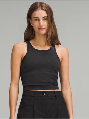 Ebb to Street Black Ribbed racerback Crop Tank Top